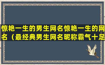 惊艳一生的男生网名惊艳一生的网名（最经典男生网名昵称霸气十足）