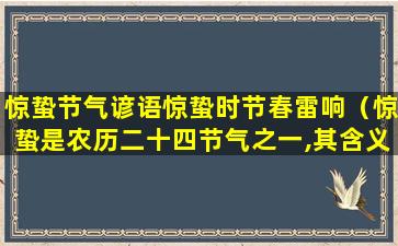 惊蛰节气谚语惊蛰时节春雷响（惊蛰是农历二十四节气之一,其含义是春雷）