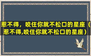 惹不得，咬住你就不松口的星座（惹不得,咬住你就不松口的星座）