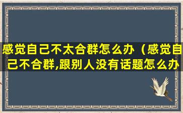 感觉自己不太合群怎么办（感觉自己不合群,跟别人没有话题怎么办）