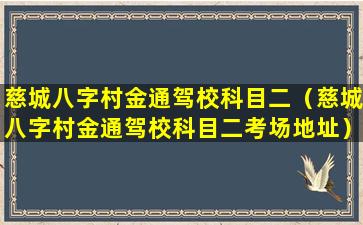 慈城八字村金通驾校科目二（慈城八字村金通驾校科目二考场地址）