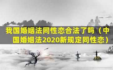 我国婚姻法同性恋合法了吗（中国婚姻法2020新规定同性恋）