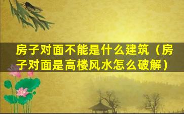 房子对面不能是什么建筑（房子对面是高楼风水怎么破解）