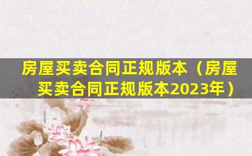 房屋买卖合同正规版本（房屋买卖合同正规版本2023年）