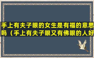 手上有夫子眼的女生是有福的意思吗（手上有夫子眼又有佛眼的人好不好）