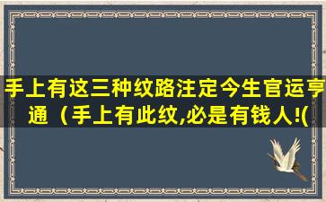 手上有这三种纹路注定今生官运亨通（手上有此纹,必是有钱人!(太准了!)）