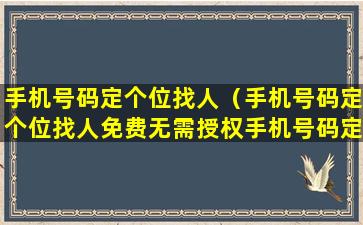 手机号码定个位找人（手机号码定个位找人免费无需授权手机号码定位）