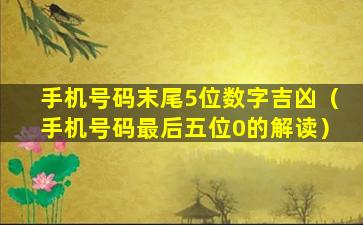 手机号码末尾5位数字吉凶（手机号码最后五位0的解读）