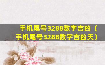 手机尾号3288数字吉凶（手机尾号3288数字吉凶天）