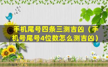 手机尾号四条三测吉凶（手机号尾号4位数怎么测吉凶）