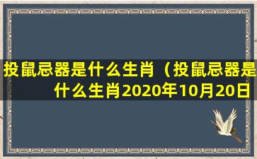 投鼠忌器是什么生肖（投鼠忌器是什么生肖2020年10月20日）