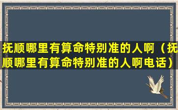 抚顺哪里有算命特别准的人啊（抚顺哪里有算命特别准的人啊电话）