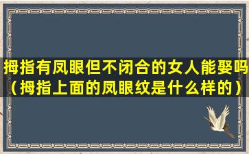 拇指有凤眼但不闭合的女人能娶吗（拇指上面的凤眼纹是什么样的）