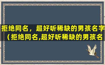 拒绝同名，超好听稀缺的男孩名字（拒绝同名,超好听稀缺的男孩名字）