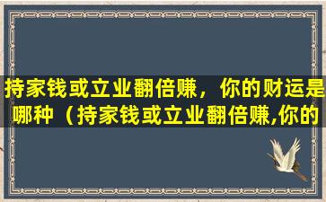 持家钱或立业翻倍赚，你的财运是哪种（持家钱或立业翻倍赚,你的财运是哪种）