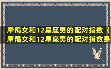 摩羯女和12星座男的配对指数（摩羯女和12星座男的配对指数是多少）