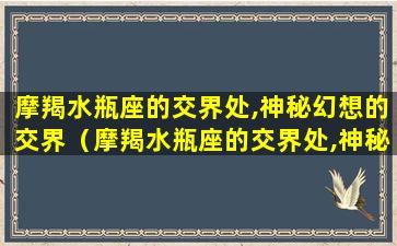 摩羯水瓶座的交界处,神秘幻想的交界（摩羯水瓶座的交界处,神秘幻想的交界处是什么）