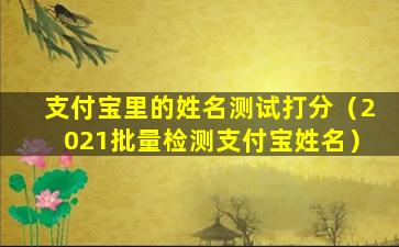 支付宝里的姓名测试打分（2021批量检测支付宝姓名）