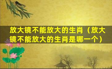 放大镜不能放大的生肖（放大镜不能放大的生肖是哪一个）