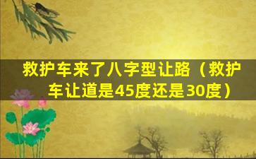 救护车来了八字型让路（救护车让道是45度还是30度）