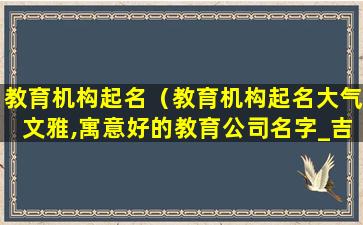 教育机构起名（教育机构起名大气文雅,寓意好的教育公司名字_吉名轩）