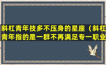 斜杠青年技多不压身的星座（斜杠青年指的是一群不再满足专一职业的生活方式）