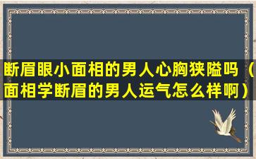 断眉眼小面相的男人心胸狭隘吗（面相学断眉的男人运气怎么样啊）