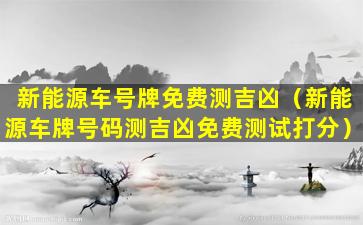 新能源车号牌免费测吉凶（新能源车牌号码测吉凶免费测试打分）