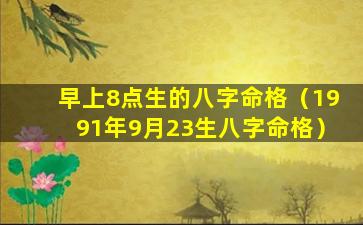 早上8点生的八字命格（1991年9月23生八字命格）