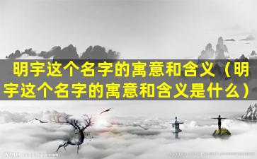 明宇这个名字的寓意和含义（明宇这个名字的寓意和含义是什么）