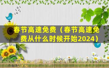 春节高速免费（春节高速免费从什么时候开始2024）