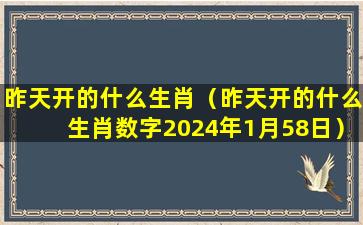 昨天开的什么生肖（昨天开的什么生肖数字2024年1月58日）