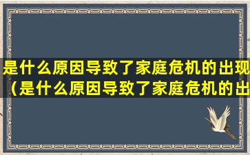 是什么原因导致了家庭危机的出现（是什么原因导致了家庭危机的出现呢）