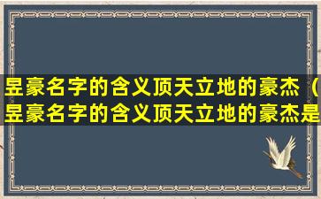 昱豪名字的含义顶天立地的豪杰（昱豪名字的含义顶天立地的豪杰是什么）