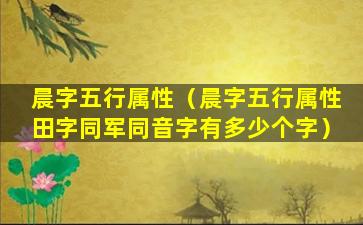 晨字五行属性（晨字五行属性田字同军同音字有多少个字）