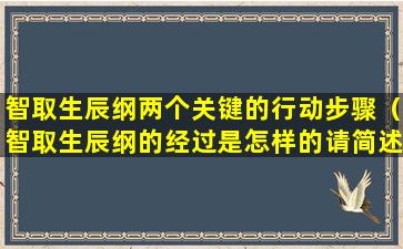 智取生辰纲两个关键的行动步骤（智取生辰纲的经过是怎样的请简述）