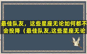 最佳队友，这些星座无论如何都不会投降（最佳队友,这些星座无论如何都不会投降）