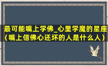 最可能嘴上学佛_心里学魔的星座（嘴上信佛心还坏的人是什么人）