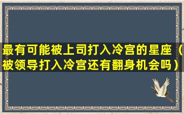 最有可能被上司打入冷宫的星座（被领导打入冷宫还有翻身机会吗）