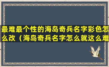 最难最个性的海岛奇兵名字彩色怎么改（海岛奇兵名字怎么就这么难取）