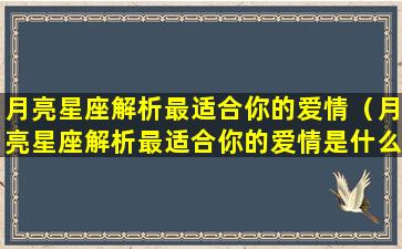 月亮星座解析最适合你的爱情（月亮星座解析最适合你的爱情是什么）