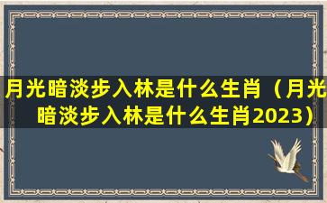 月光暗淡步入林是什么生肖（月光暗淡步入林是什么生肖2023）