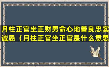 月柱正官坐正财男命心地善良忠实诚恳（月柱正官坐正官是什么意思）