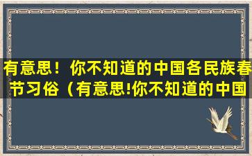 有意思！你不知道的中国各民族春节习俗（有意思!你不知道的中国各民族春节习俗）