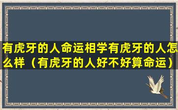 有虎牙的人命运相学有虎牙的人怎么样（有虎牙的人好不好算命运）