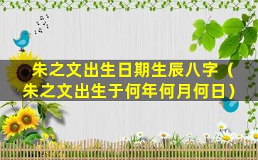 朱之文出生日期生辰八字（朱之文出生于何年何月何日）