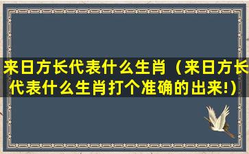 来日方长代表什么生肖（来日方长代表什么生肖打个准确的出来!）