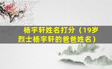 杨宇轩姓名打分（19岁烈士杨宇轩的爸爸姓名）