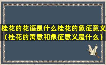 桂花的花语是什么桂花的象征意义（桂花的寓意和象征意义是什么）