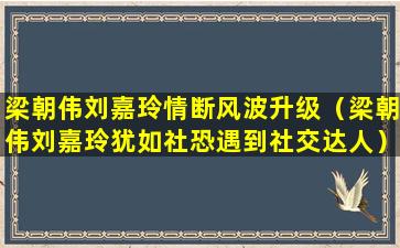 梁朝伟刘嘉玲情断风波升级（梁朝伟刘嘉玲犹如社恐遇到社交达人）